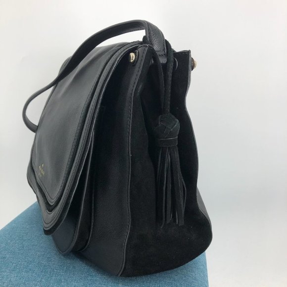 Kate Spade Black Rianne Pratt St. Leather Suede Shoulder Bag - Picture 3 of 9